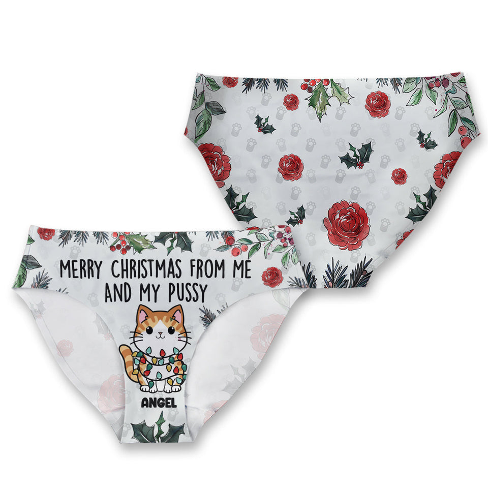 Merry Christmas From Me And My Pussy - Personalized Cat Women Briefs