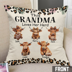 Grandma/ Nana/ Mimi... Loves Her Herd - Personalized Grandma Throw Pillow