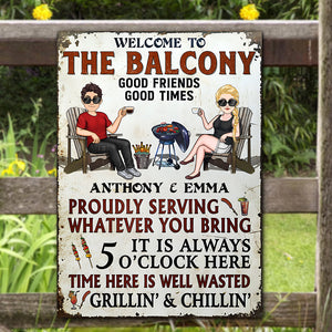 Welcome To Our Patio Bar - Personalized Backyard Rectangle Metal Sign