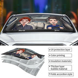 Adventure Awaits - Husband And Wife gift for wife, husband, girlfriend, boyfriend, mom, dad - Personalized Car Sunshade
