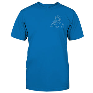 Custom Line Art - Personalized Father Embroidered T-shirt