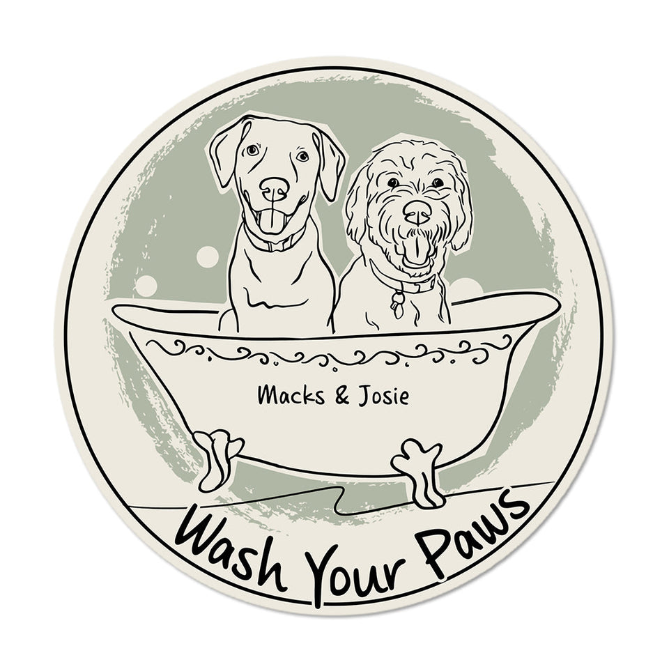 Wash Your Paws - Personalized Cat Round Wood Sign