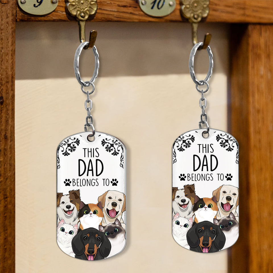 This Human Belongs To - Dog gift for cat lover - Personalized Stainless Steel Keychain
