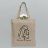 Custom Photo Line Art - Personalized Bestie Embroidered Tote Bag