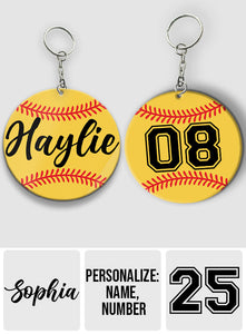 Love Baseball - Personalized Softball Keychain