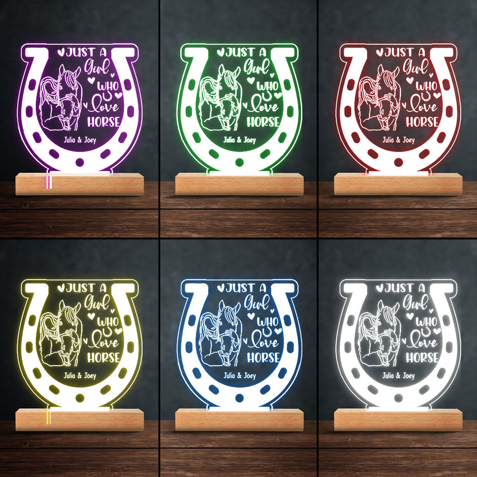 Just A Girl Who Loves Horse - Personalized Horse Shaped Plaque Light Base