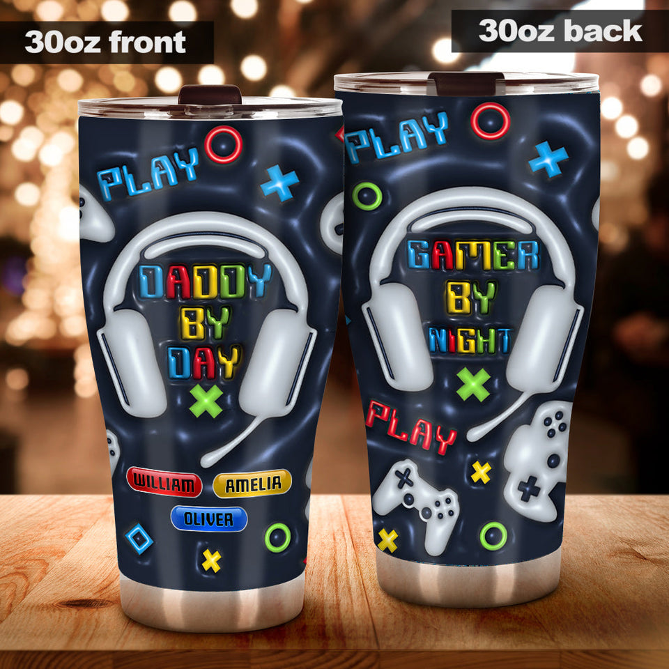 Daddy By Day Gamer By Night - Video Game gift for dad - Personalized Tumbler