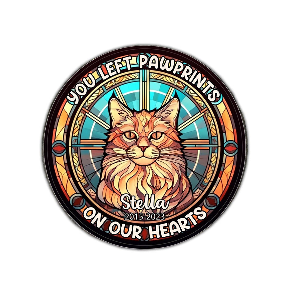 You Left Paw Prints On My Heart - Personalized Dog Round Shaped Stone
