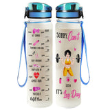 Sorry Can't It's Leg Day - Personalized Fitness Water Tracker Bottle