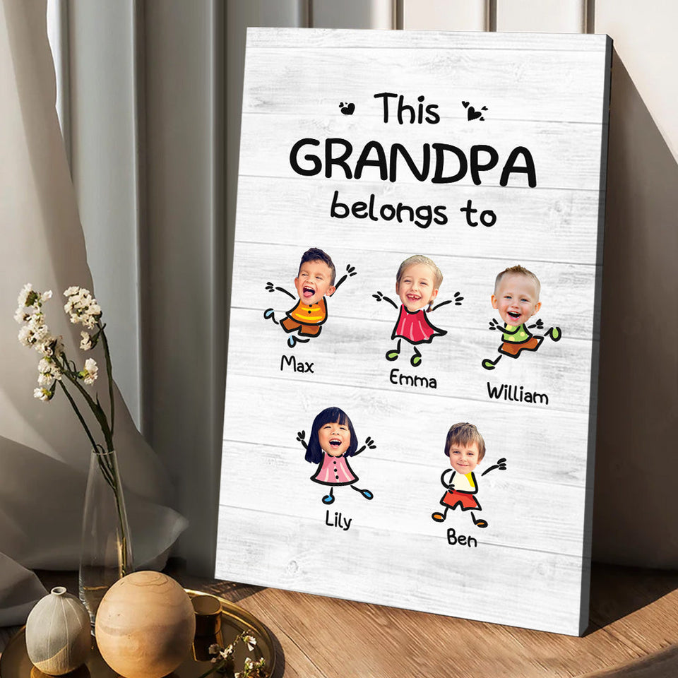 This Grandpa Belongs To - Personalized Grandpa Canvas And Poster