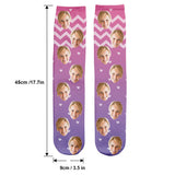 Custom Face Purple Pattern - Personalized Aunt Socks