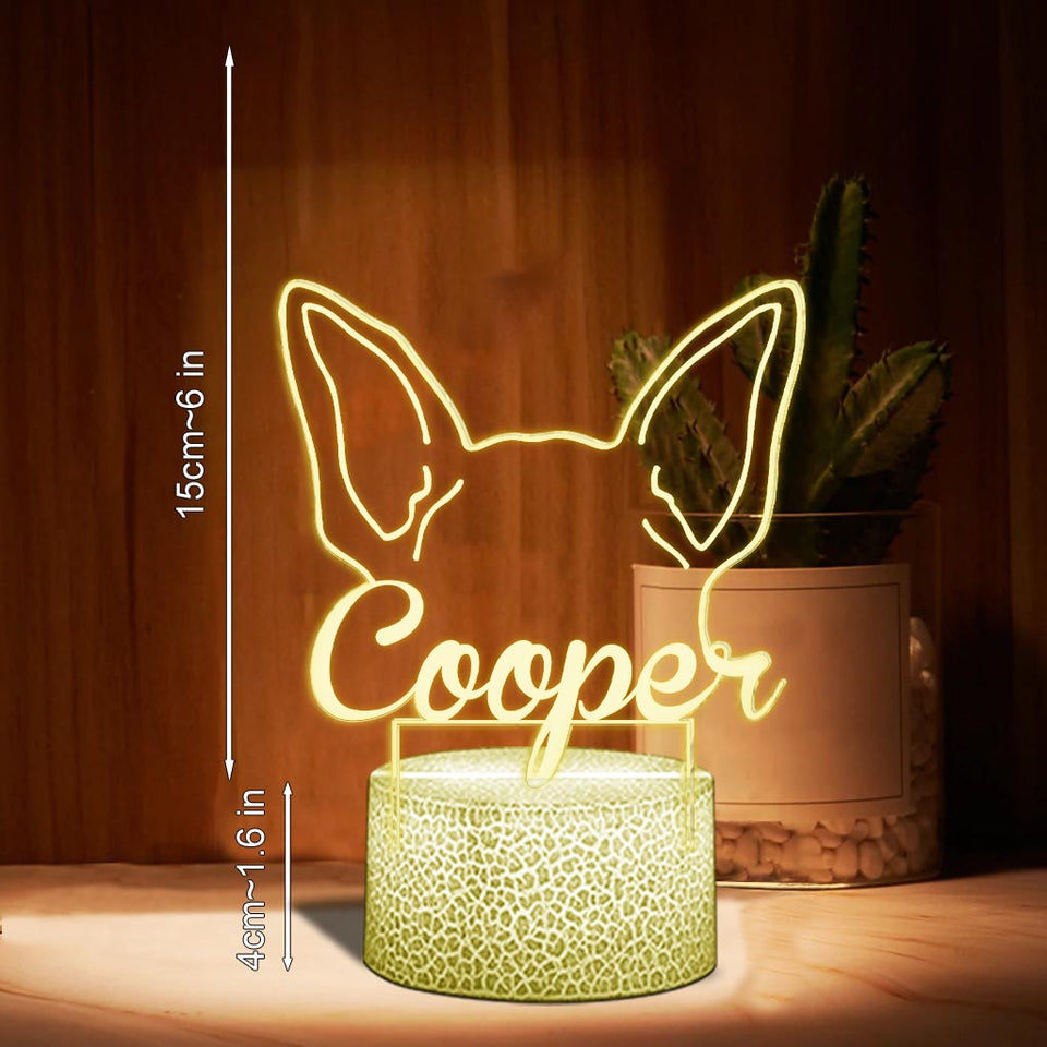 Dog's Ears Memorial Cute Personalized Gift - Gift for dog lovers, who lost dog - Personalized Shaped Plaque Light Base