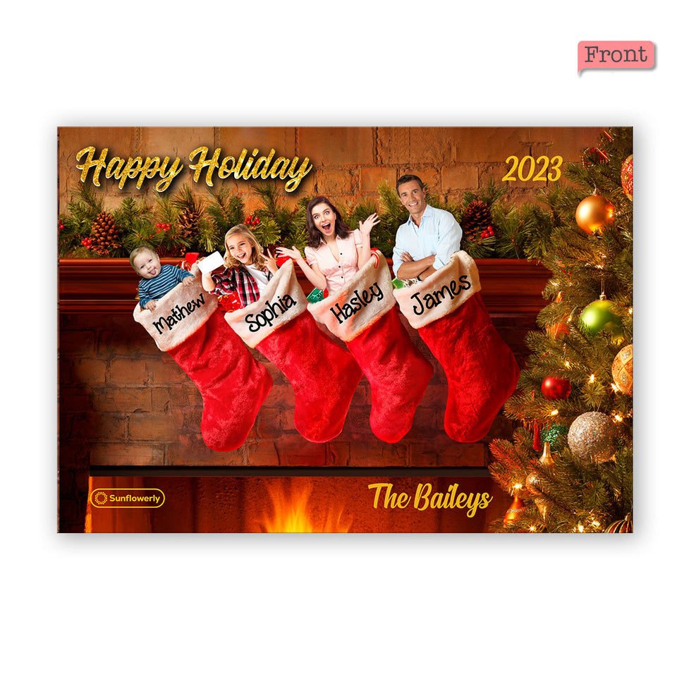 Merry Christmas Stocking Stuffers Photo Upload - Personalized QR Greeting Card