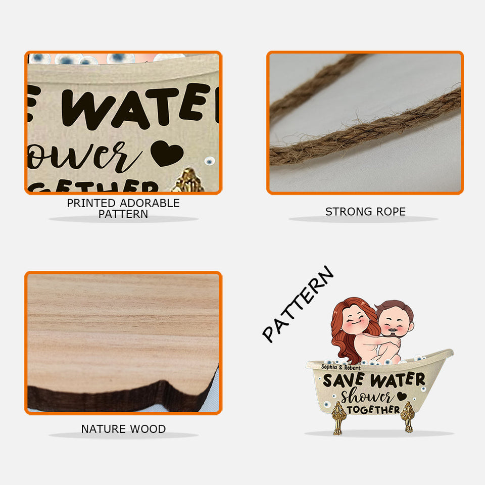 Save Water Shower Together - Personalized Couple Wood Sign