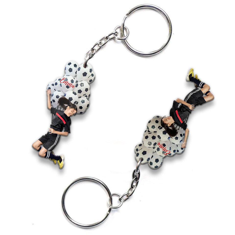 Happy Football Player - Personalized Football Keychain