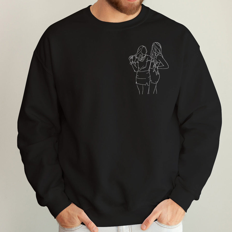 Custom Line Art - Personalized granddaughter Embroidered Sweater