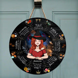 Wheel Of The Year - Personalized Witch Round Wood Sign