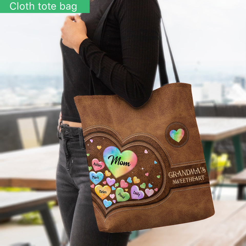 Colorful Heart Of Grandma Mother - Gift for grandma, grandma, mom - Personalized Tote Bag