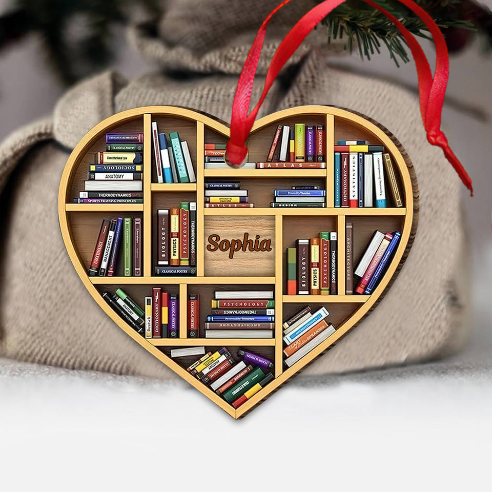 Bookshelf Heart - Personalized Book Ornament