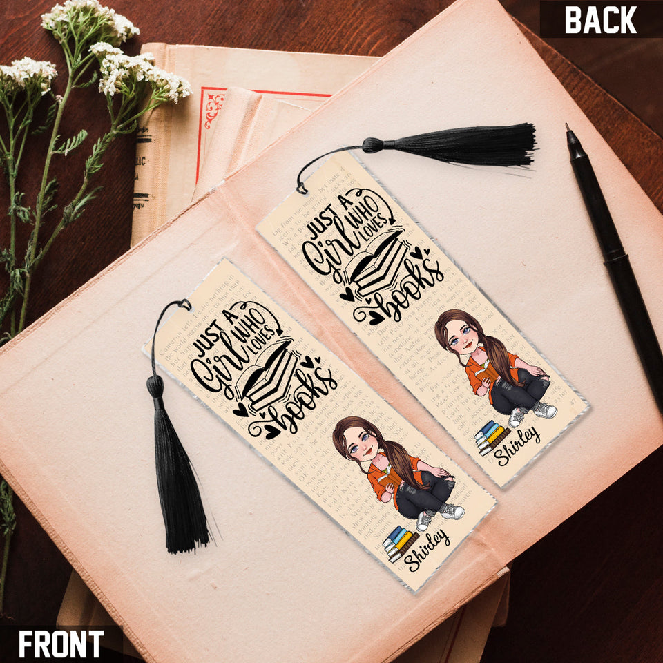 Just A Girl Who Loves Books - Personalized Book Bookmark (Printed On Both Sides)