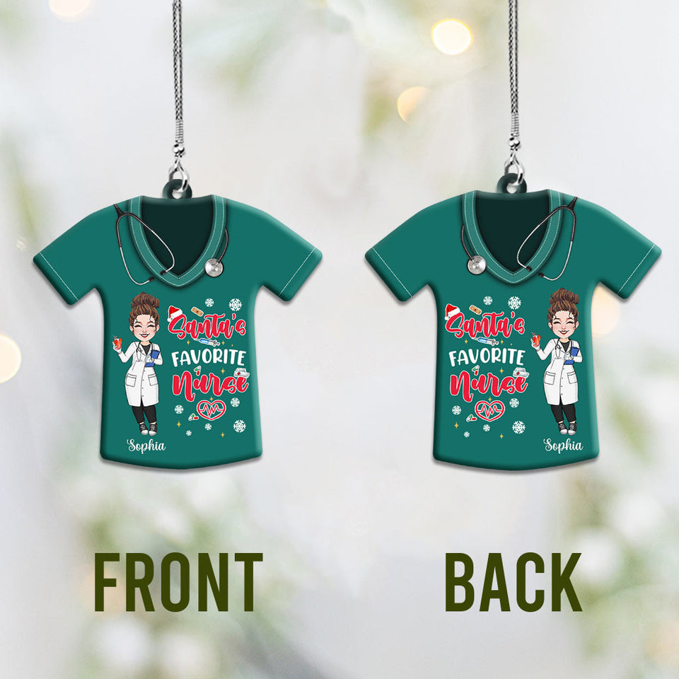 Santa's Favorite Nurse - Personalized Nurse Car Ornament