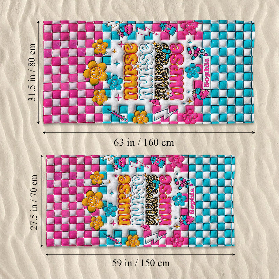 Nurse Life - Nurse gift for mom, her, wife, girlfriend, friend - Personalized Beach Towel