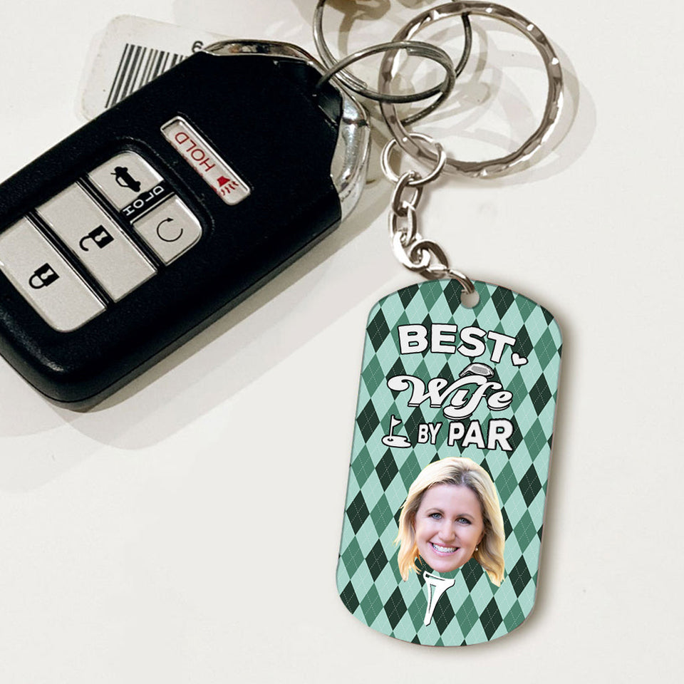 Best Dad By Par - Golf gift for dad, him, boyfriend, husband, grandpa - Personalized Stainless Steel Keychain