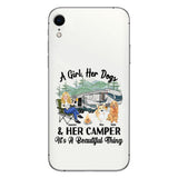 A Girl Her Dog And Her Camper - Camping gift for dog lover - Personalized Clear Phone Case