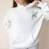 Custom Line Art - Personalized Cat Embroidered Hoodie