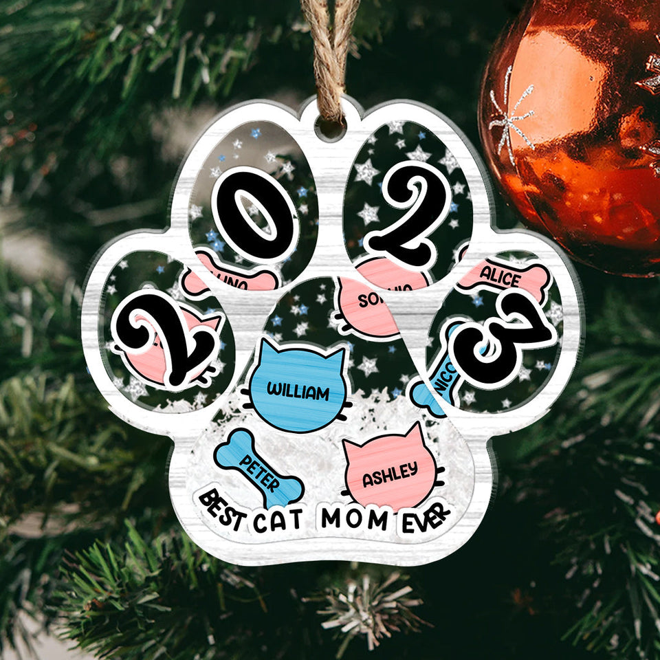 Best Dod Mom / Cat Mom / Dog Dad / Cat Dad Ever - Gift for dog lovers, cat lover - Personalized 3 Layered Shaker Ornament