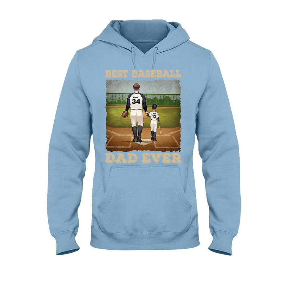 Best Baseball Dad Ever - Personalized Baseball T-shirt & Hoodie