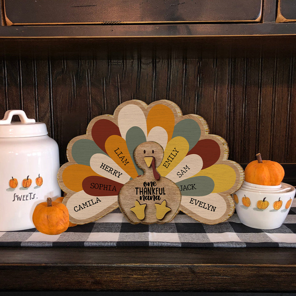 One Thankful Nana - Gift for grandma - Personalized 2 Layered Wood Sign / Wood Plaque