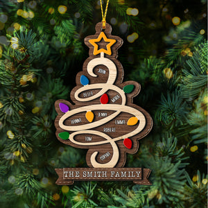 Family Name Christmas Tree - Personalized Family Layered Wood Ornament