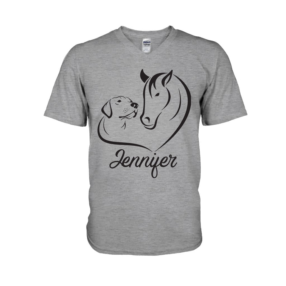 Horse And Dog - Personalized Horse T-shirt And Hoodie