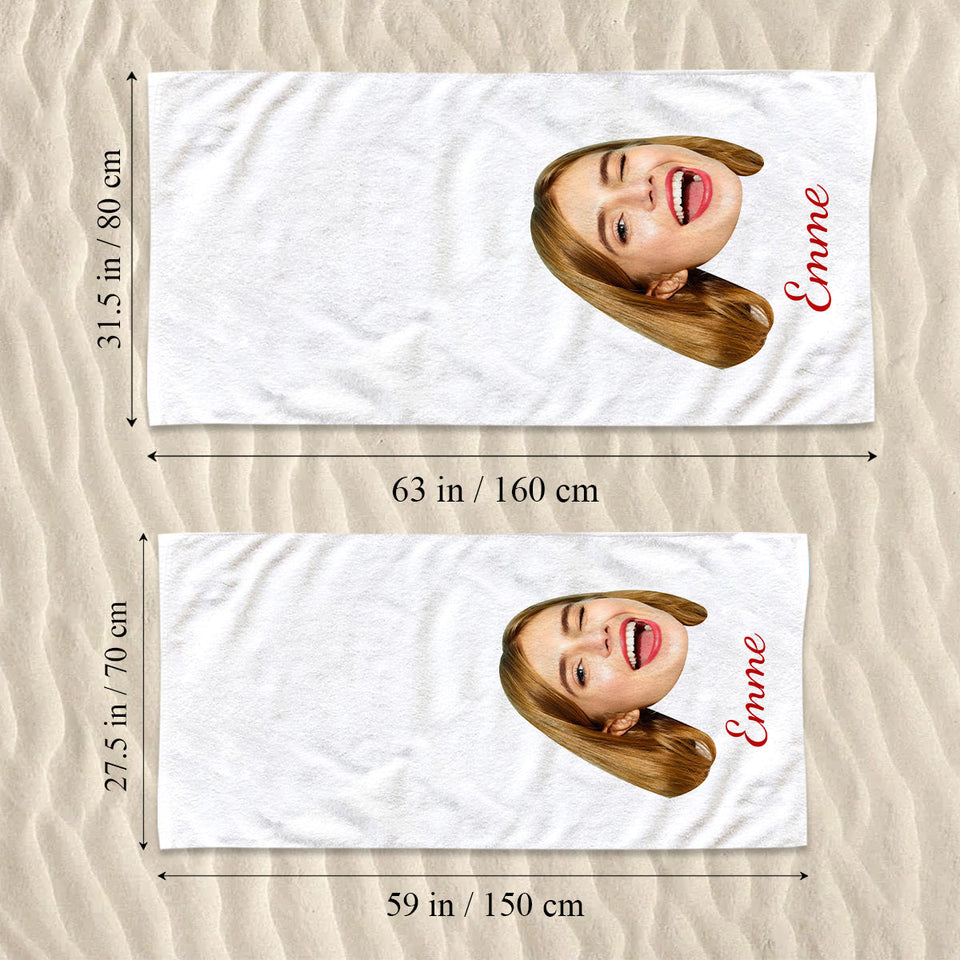 Funny Face - Personalized Beach Towel