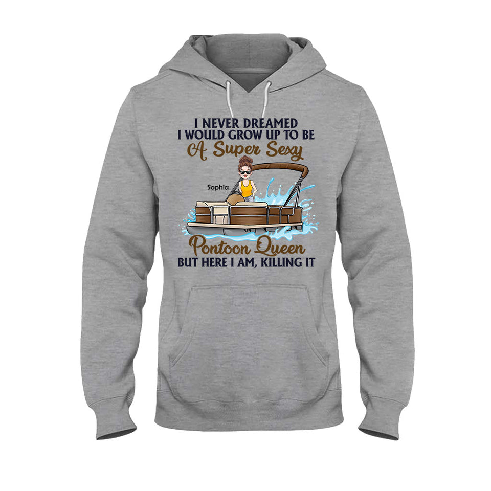 Pontoon Queen - Personalized Pontoon T-shirt & Hoodie