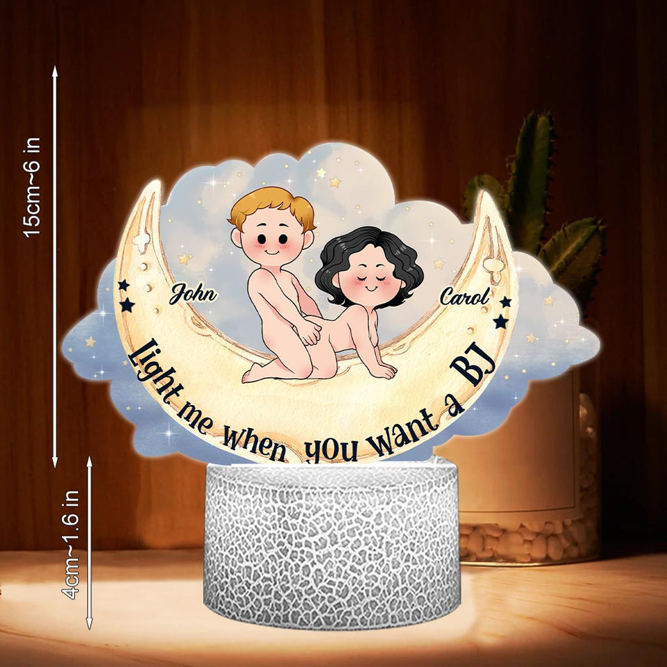 Light Me When You Want A BJ - Personalized Couple Shaped Plaque Light Base