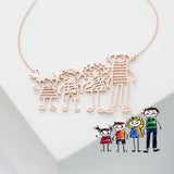Kids Drawing Necklace - Personalized Family Custom Shaped Pendant