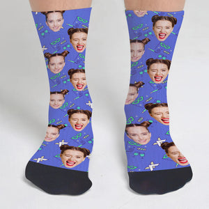 Custom Face Party Pattern - Personalized Sibling Socks