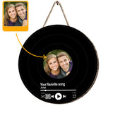 Favorite Song Scannable QR code - gift for husband, wife, boyfriend, girlfriend - Personalized Round Wood Sign