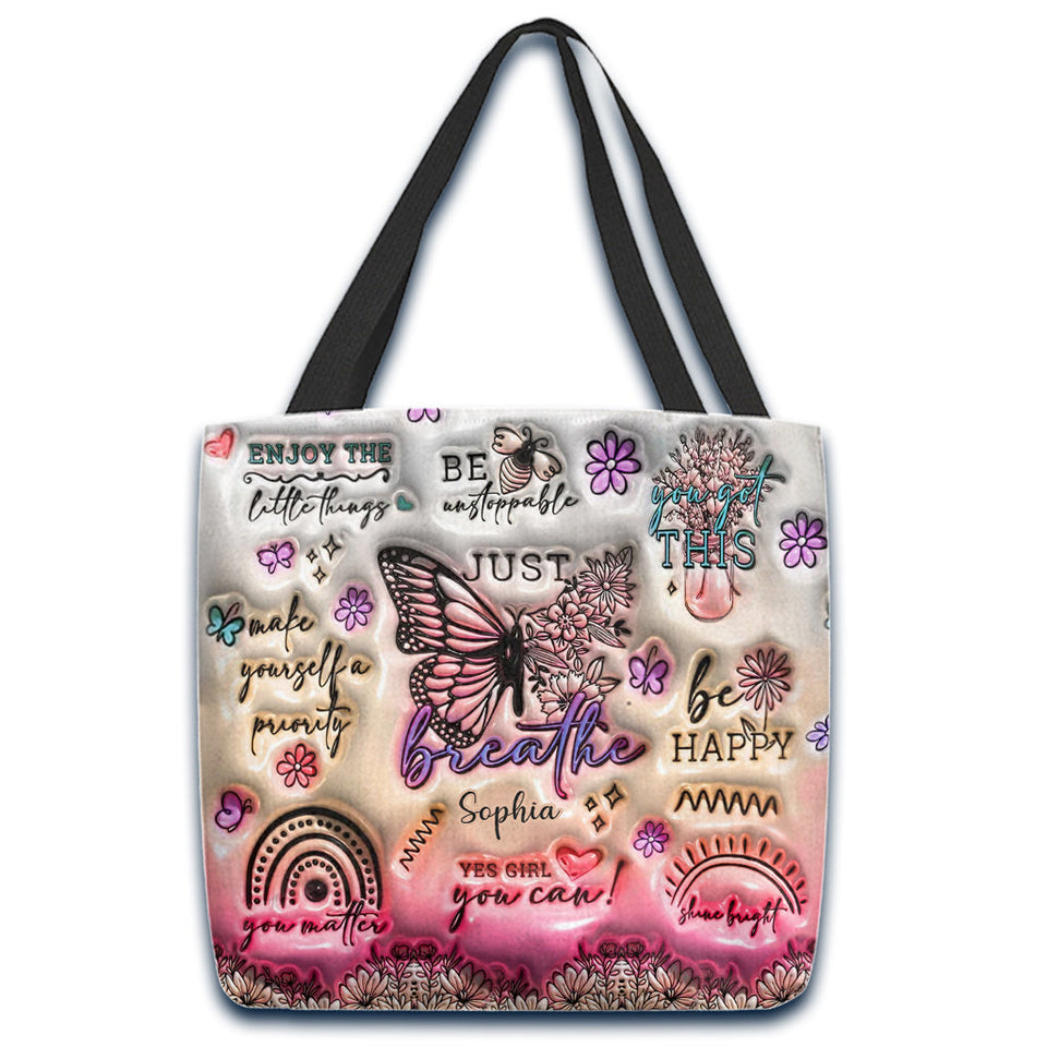 Positive Affirmations Butterfly - Personalized Butterfly Tote Bag