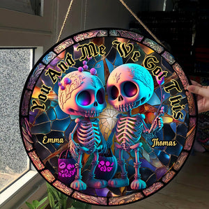 You And Me We Got This - Personalized Skull Round Wood Sign
