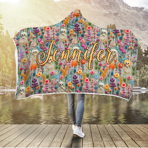 Floral Skeleton - Personalized Skull Hooded Blanket