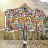 Floral Skeleton - Personalized Skull Hooded Blanket