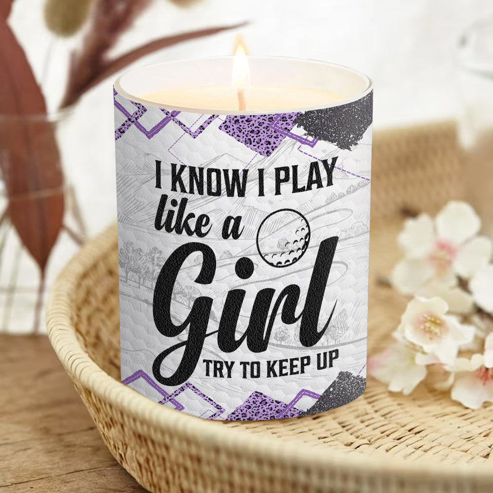 Golf Instruction - Golf gift for her, girlfriend, wife, daughter - Personalized Candle With Wooden Lid