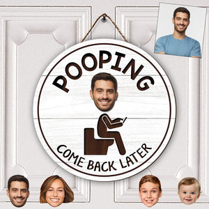 Funny Bathroom Sign - Personalized Couple Interchangeable Wood Sign