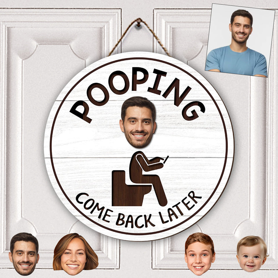 Funny Bathroom Sign - Personalized Couple Interchangeable Wood Sign