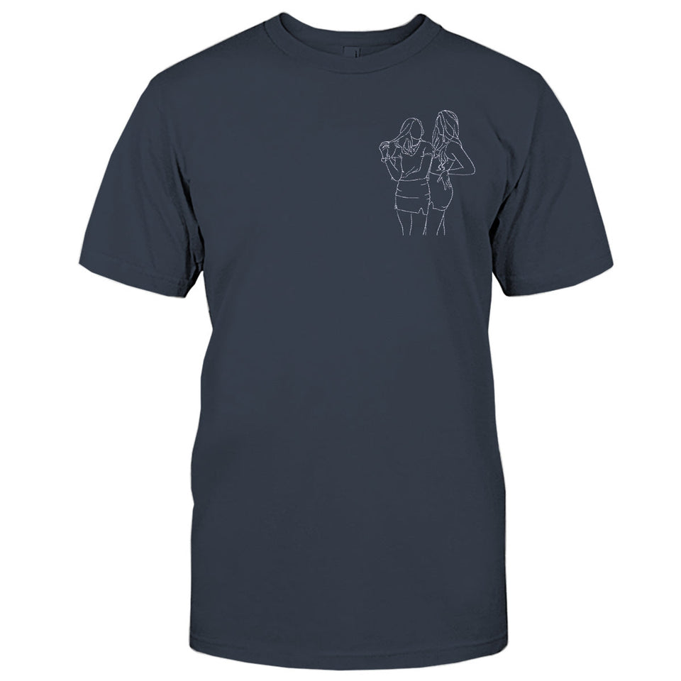 Custom Line Art - Personalized granddaughter Embroidered T-shirt