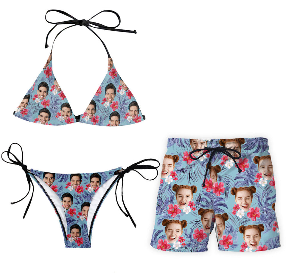 You And Me We Got This - Personalized Sea Lover Triangle Bikini Swimsuit And Men Shorts