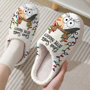 Dear Santa Define Naughty - Personalized Cat Slippers